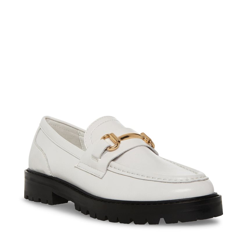 Loafers Steve Madden Mistor Cuero Mujer Blancas | ES QK3SE6